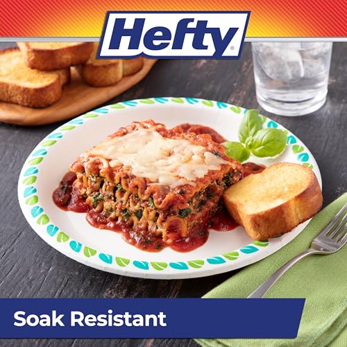 Hefty Compostable Paper Plates, 10 Inches, 20 Count, Patterned Disposable Plates for BBQs, Parties, Holidays, and Everyday Use, Soak-Resistant, Made with Plant-Based Materials, Microwave Safe - image 6
