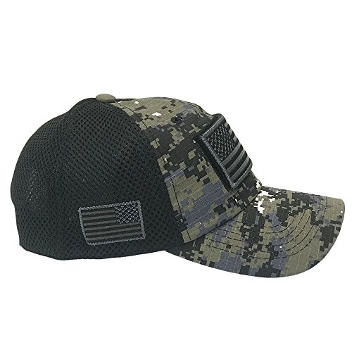 The Hat Jungle USA American Flag Patch Tactical Hat Mesh Back Adjustable Baseball Cap,Black Camo - Thumbnail 3