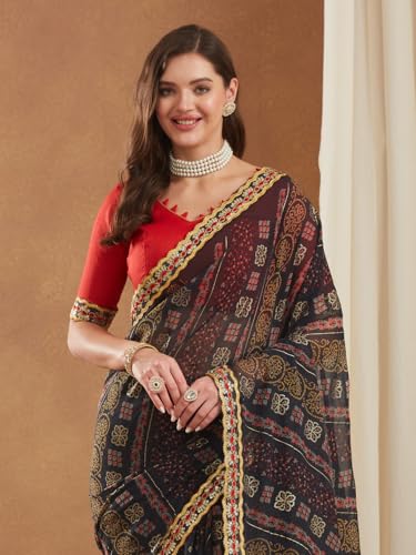 Image of Women's Banarasi Silk With Jacquard Print Saree With Blouse