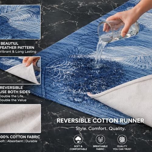 Image of SAGON 2x5 Ft Printed Runner Carpet - Cotton Bedside Rug for Bedroom & Living Room (Wing)
