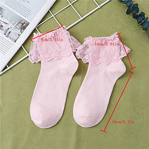 Image of Women's Ruffle Anklet Socks - Breathable Cotton Crew Socks in Solid Colors