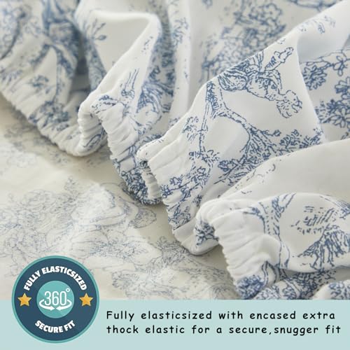 Image of Brandream Baby Crib Sheets for Girls Boys, Fitted Crib Sheet for Standard Crib and Toddler Mattress, Super Soft 100% Cotton Baby Sheet French Country Toile Floral Print, Crib /Toddler
