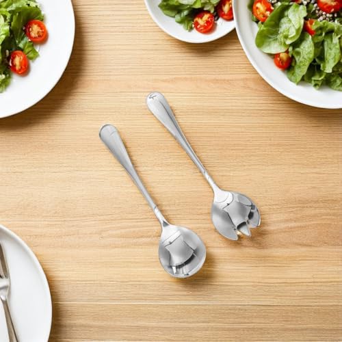 Cubiertos para ensalada de acero inoxidable elegante set color plata resistente Gatuida 6