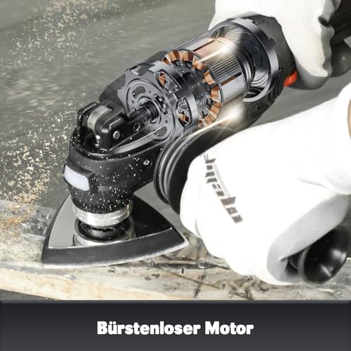 Witlight Akku Multitool, Multifunktionswerkzeug kompatibel mit DeWalt 20V Akku,Oszillierwerkzeug mit Bürstenloser Motor,6-Stufige Geschwindingkeit,18 Zubehöre (inkl. Mellif Akku + Ladegerät)