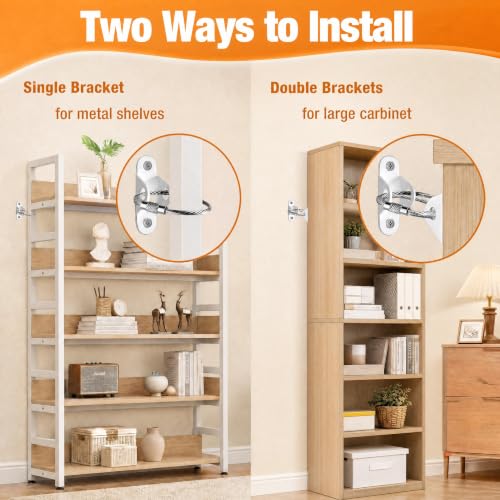 Miniatura 5 de Jiudone 12 Piezas Kit De Correas De Anclaje Muebles Antivuelco - Juego De Anclaje De Pared Muebles - Correas De Seguridad Muebles Metal Para Muebles,Estanterías,Armarios, Para Proteger Bebé Y Mascota