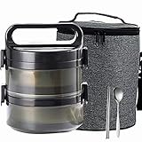 Genric Foodbehälter Isolierbehälter, Thermobehälter Edelstahl Thermosflasche für Lebensmittel und Trinken, für Warme Speisen, Babynahrung, Essen,Black,1400ml