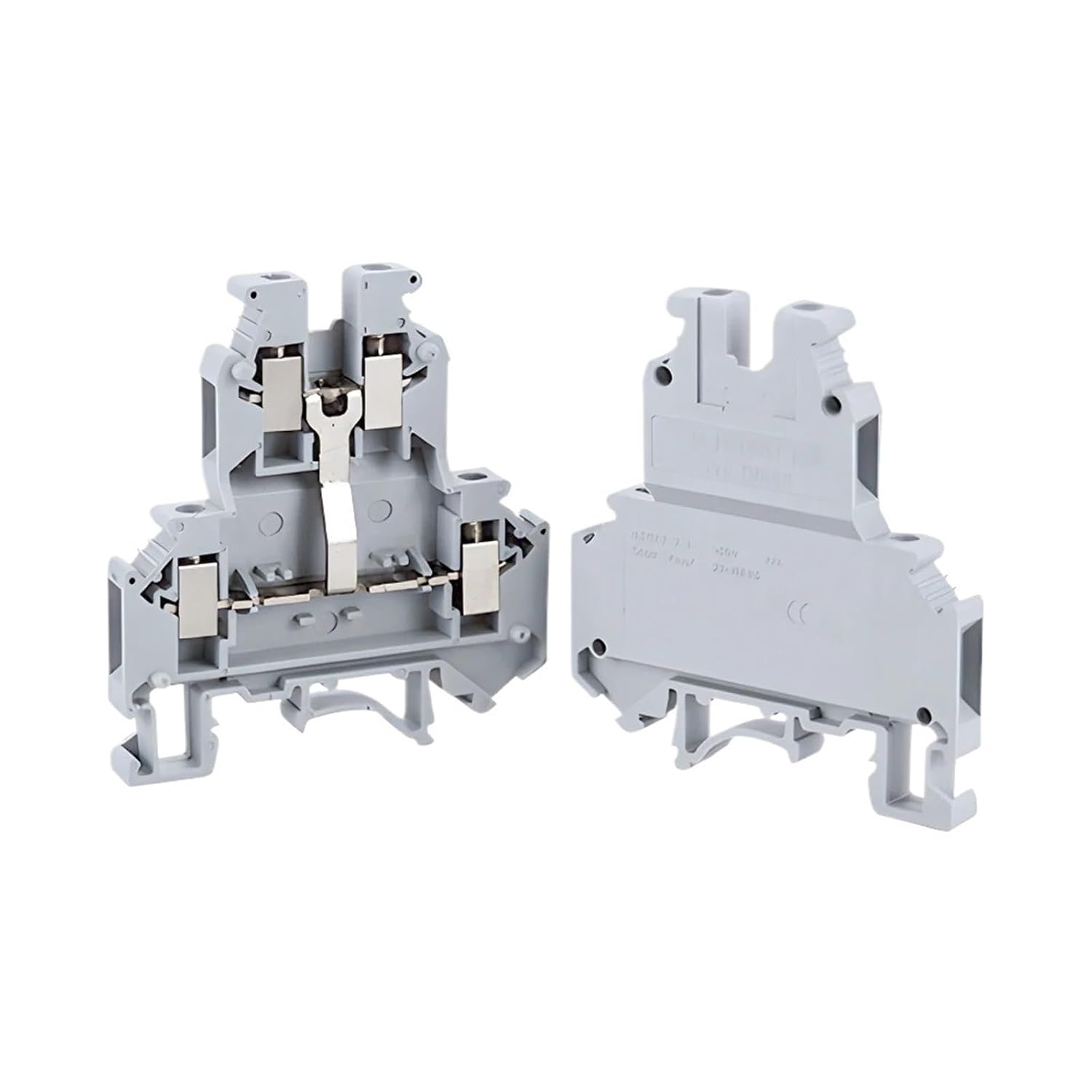 10 Pcs UKK5-PV Din Rail Terminal Block Double Layer Equipotential Bonder 4-Connductor Screw Electrical Wire Conductor UKK-5-PV