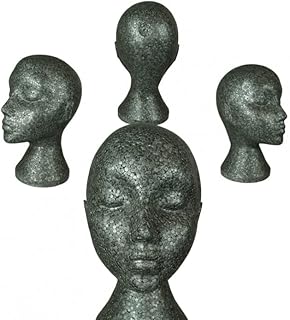 BRAND NEW POLYSTYRENE AND PLASTIC MANNEQUIN DISPLAY MALE & FEMALE HEAD IN (WHITE, SILVER, BLACK, SWAN NECK, AND DURABLE PLASTIC HEAD (1 X FEMALE BLACK HEAD)