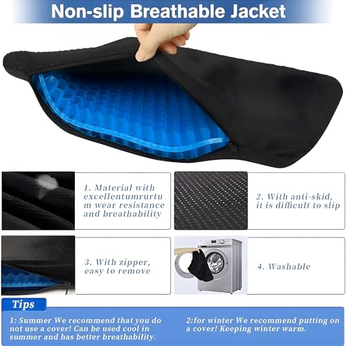 Image of Devera Gel Seat Cushion for Office Chair & Car Driver, Honeycomb Silicone Gel Cooling Seat Cushion, Breathable Pressure Relief Sitting Cushion, Black 36x30x3.5cm (Rectangular)
