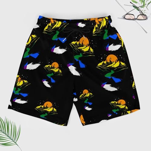 Straight Ally Flag Mountains Beach Shorts for Men Swim Trunks Quick Dry Swim Shorts with Compression Liner Pocket3