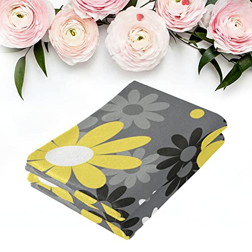 Umiriko 2 Piece Bath Towels Set White Yellow Daisy Flower Flowers Gray Hand Towels,Bathroom Towels,Soft Absorbent Towels For Bathroom Kitchen,Gym (20231638) #TOP2