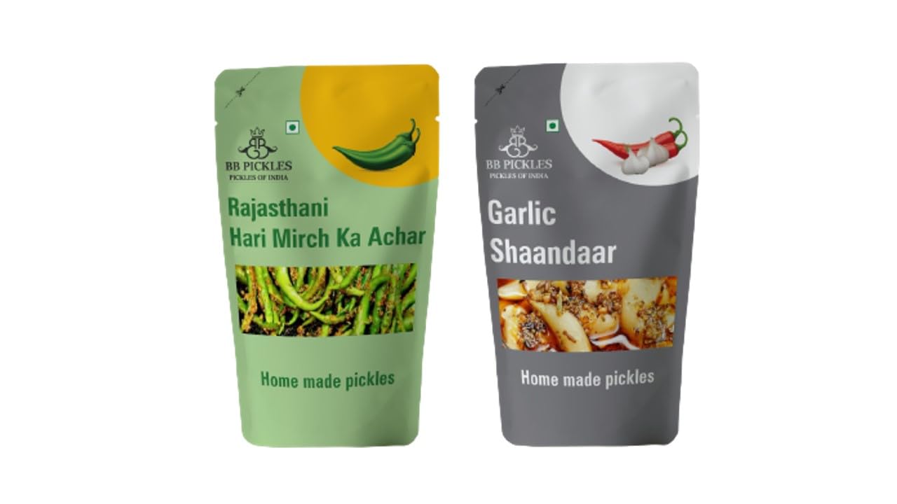 See full amazon price history chart for BB PICKLES Homemade Chilly and Garlic Pickle, Hari mirch ka Achar & Lahsun ka achar, Made with Organic Cold-pressed Mustard Oil, Sun Dried - No Preservatives Pack of 2 | 200 gm (Rajasthani Hari mirch + Garlic shaandar) BB PICKLES Homemade Chilly and Garlic Pickle, Hari mirch ka Achar & Lahsun ka achar, Made with Organic Cold-pressed Mustard Oil, Sun Dried - No Preservatives Pack of 2 | 200 gm (Rajasthani Hari mirch + Garlic shaandar) (B0D47LQ865) Amazon Price History, Amazon Price Tracker