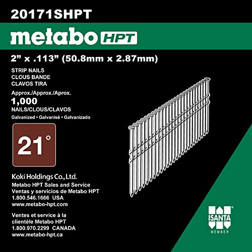 Metabo HPT Framing Nails | 2 In. x 0.113 | 21 Degree | Full Round Head | Hot Dipped Galvanized | Ring Shank | 1,000 Count | 20171SHPT by Metabo HPT - Image 3