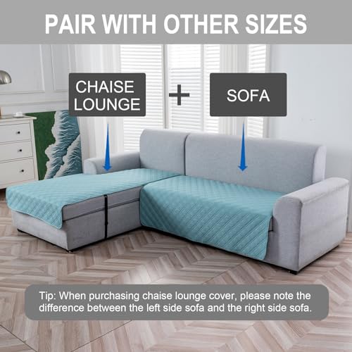 Image of Genina L Shape Couch Cover, Sectional Couch Chaise Covers, Waterproof Washable Sofa Covers for Left L Shape Chaise Lounge, Anti-Slip Sofa Slipcovers for Dogs Cats Pet Friendly(Blue)