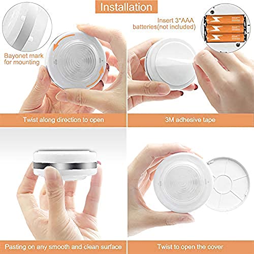 Under Cabinet Lights 6 Pack, Bawoo Led Puck Lights Remote Control, 4000K Natural Warm White Brightness Dimmable Battery Powered Touch Closet Cupboard Kitchen Wardrobe Lights #TOP5