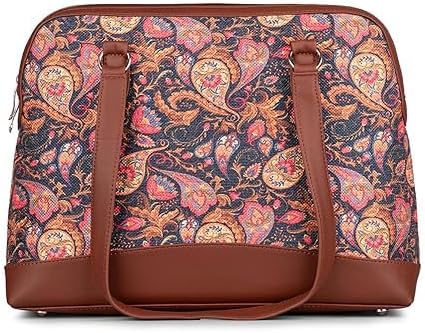Women’s Jute & Vegan Leather Tote Bag – Handcrafted Work Shoulder Bag with Double Handles, Spacious Carryall for Office, Daily Use & Travel