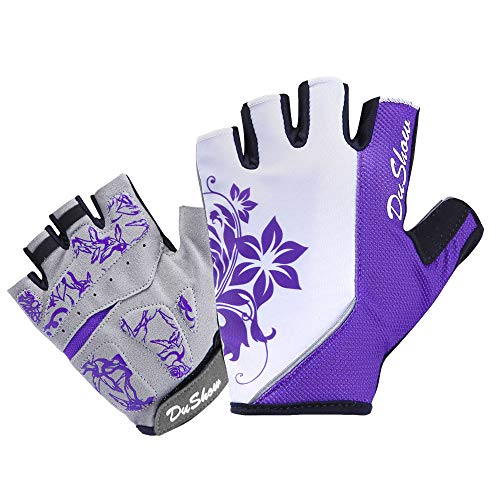 Luvas femininas DuShow para ciclismo, meia ponta, gel acolchoado, luvas para bicicleta, antiderrapan
