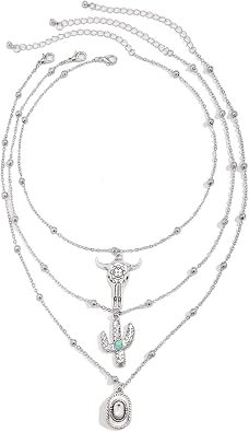 Womens Vintage Western Layered Necklaces