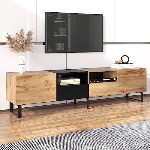 Azkoeesy TV Unit Living Room Natural Wood Effect 190 cm, Sturdy B...
