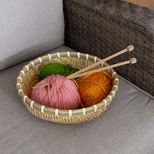 Made Terra Wicker Wire Fruit Basket Round Storage Basket for Bread Fruit Snacks Candy Households Items, Rustic Decorative Woven Fruit Bowl Dining Table Kitchen Countertop - Thumbnail 4