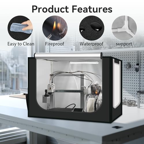 Behuizing voor 3D-printer, met ledverlichting, compatibel met Bambu Lab A1 Combo met AMS Lite vuurvast en stofdichte tent, voor constante temperatuur, 825 x 585 x 585 mm - Afbeelding 3