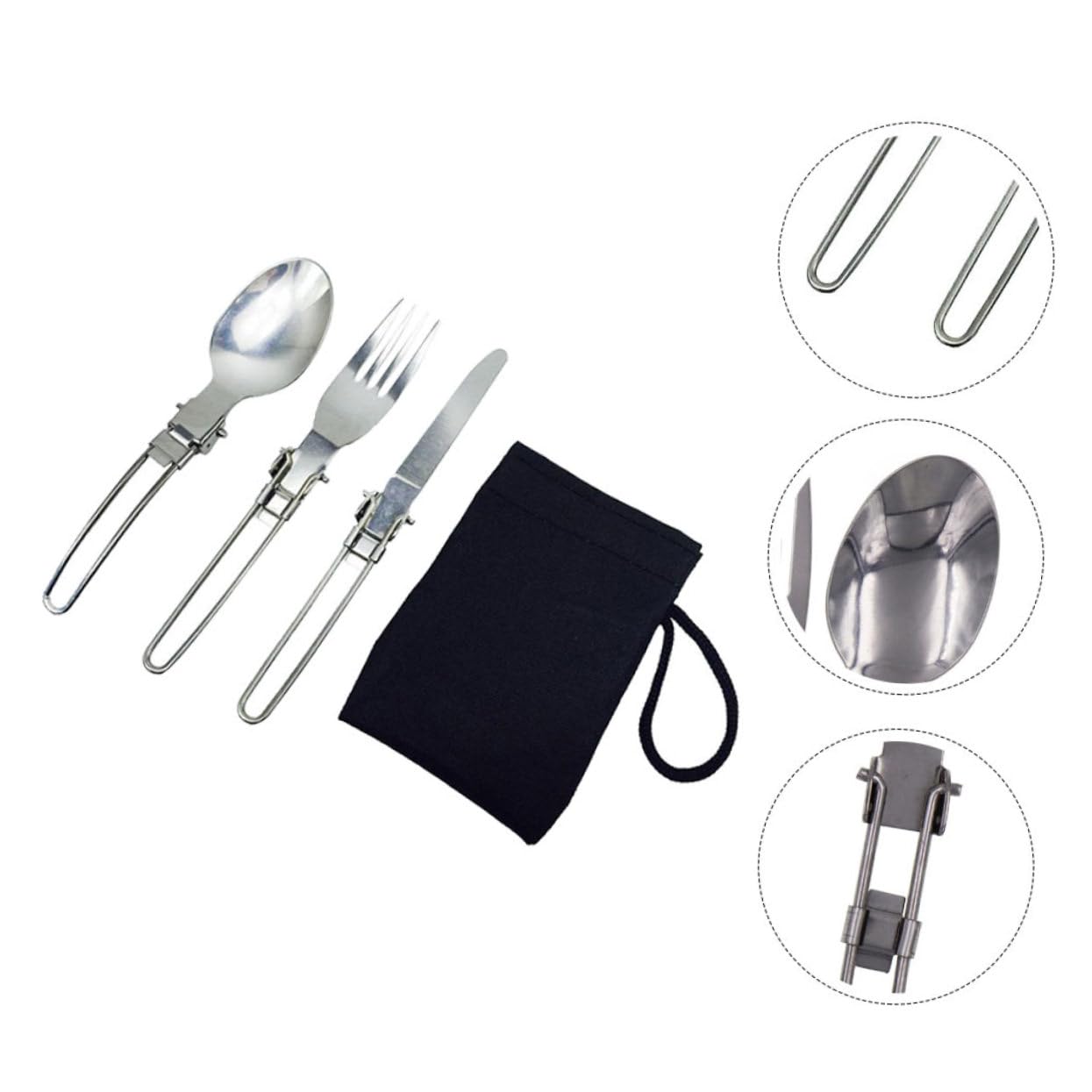 Toyvian 4 Set posate pieghevoli cucchiai in acciaio inossidabile posate in acciaio inossidabile singole forchette pieghevoli di stoviglie Silver