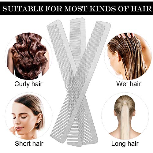 3 Pieces Metal Barber Combs Stainless Steel Hair Comb Fine Cutting Comb Hair Styling Hairdressing Comb Salon Detangler Comb For Women And Men (Fine Cutting Comb) #TOP6