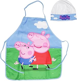 Aymax Peppa Wutz Kochset für Kinder – Schürze & Mütze mit Peppa & George – 55x45 cm – Küchenset für Mädchen & Jungen ab 3 Jahren – 100 % Polyester – lustiges Back- und Kochzubehör für kl