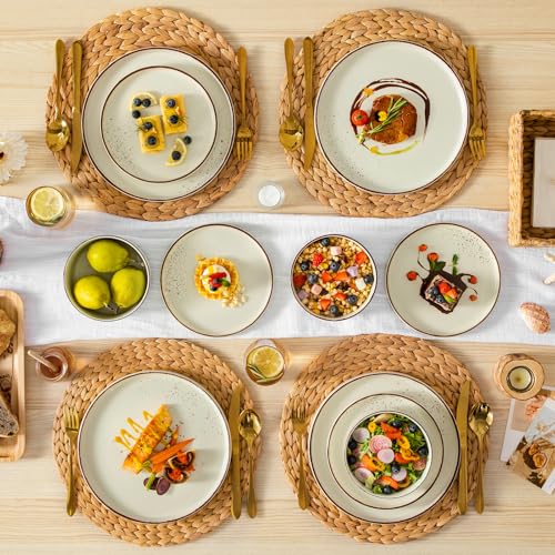 vancasso NAVIA Servizio Piatti 18 Pezzi per 6 Persone, Set Piatti Moderni in Gres - 6 Piatti Piani, 6 Piatti Dessert e 6 Ciotole Cereali - Adatto per Lavastoviglie, Beige - immagine 6