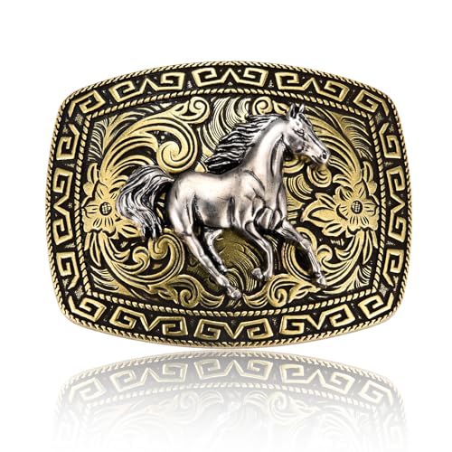 BBOTEN Cowboy Belt Buckle for Men, Running Horse Rodeo Western Belt Buckle, Vintage Belt Buckles Mens