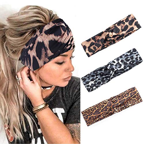 Gemily Yoga Headband Criss Cross Headband Running Head Wrap Head Scarf Flower Hair Band Elastic Hair Accessory Boho Headpiece for Women and Girls(printing1)