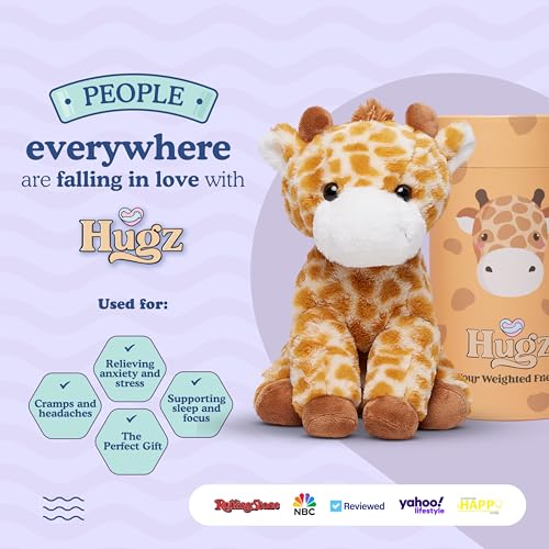 Image of Hugz Official Moose The Giraffe - Premium Weighted Stuffed Animal Plushie 3.8 lb for Adults & Kids - Microwavable - Heatable & Coolable - Super Soft Fur - Gift Ready Tube Packaging