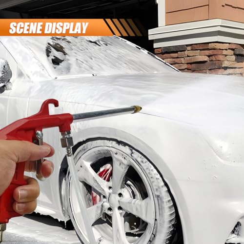 Image of Car Air Engine Cleaning Spray Gun, High Pressure Air Nozzle Blow Gun with 4Ft Hose, Pneumatics Dust Cleaner Sprayer Tool, Siphon Vehicle Engine Bay Wash Spray Kit(Straight)