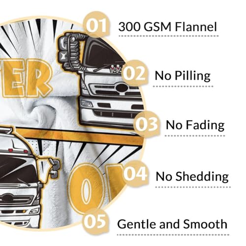 Truck Blanket Gifts - 40x50 Inches Funny Throw Blanket for Boys & Kids - Black Soft Fuzzy Car Blankets for Bed, Couch & Living Room