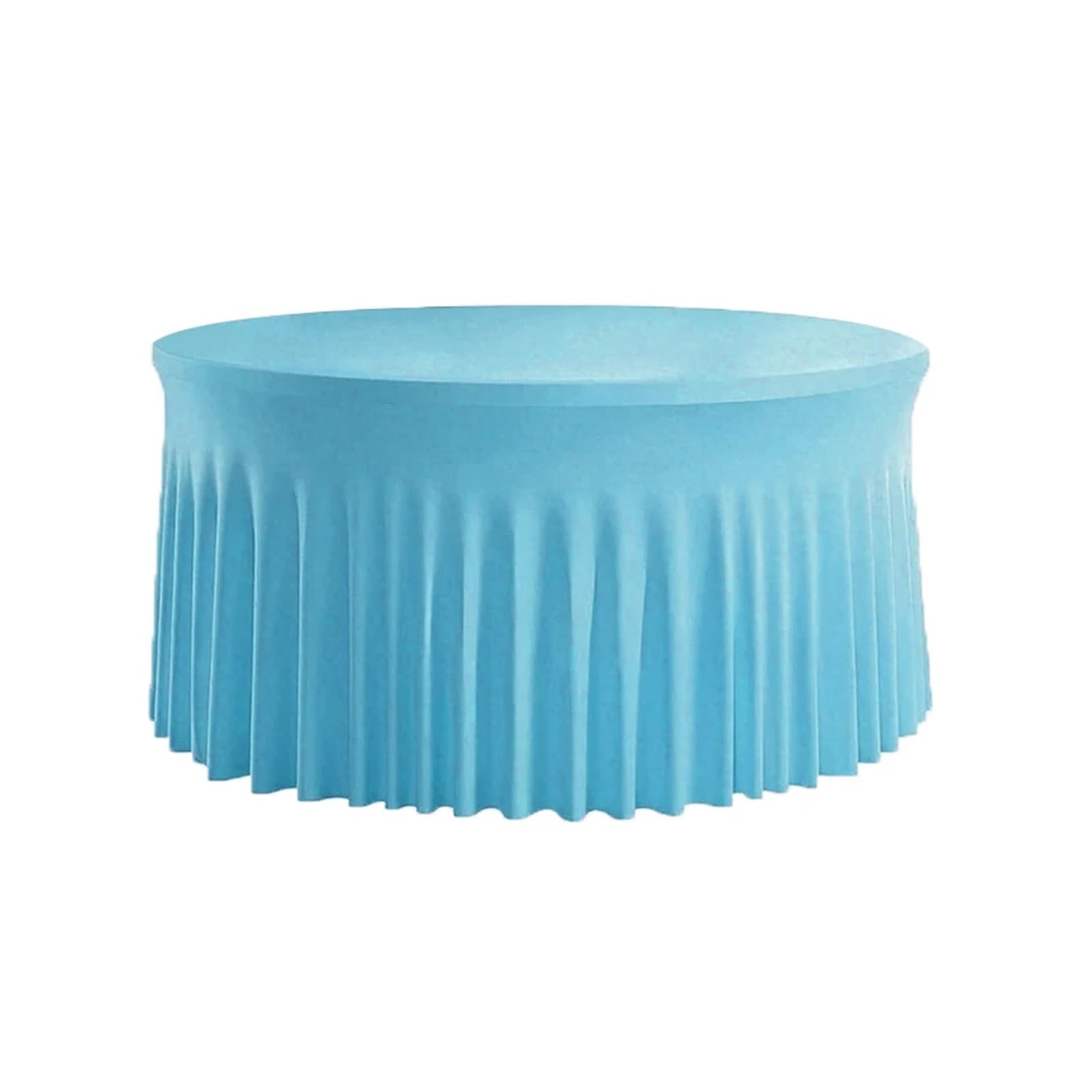 DUEXIOLY Round Table Skirt Pleated Wave Spandex Round Tablecloth Elastic Skirted Cover for Banquet Wedding Stain-Resistant For the party(Lake blue,5FT 153.0CM ROUND)
