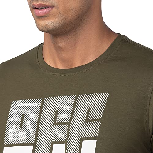 Image of Spykar Round Neck Half Sleeves Cotton Blend Slim Fit T-Shirt for Men