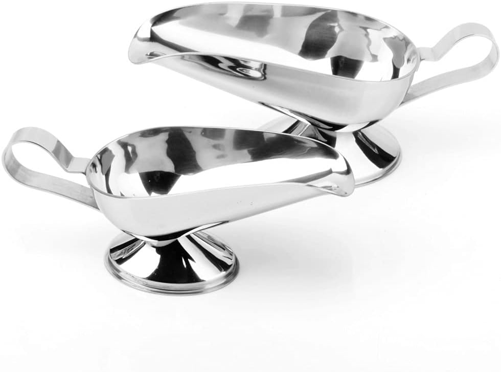 sauce boat gravy warmer Stainless Steel Sauce Pot Stainless Steel Gravy Boat Ergonomic Handle and Large Drip-proof Spray 2 Pieces gravy bowl milk container (Size : A) ()