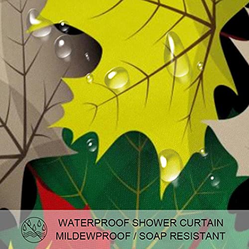 Rideau de douche feuilles d'érable imperméable 183x183cm grand format multicolore - 4