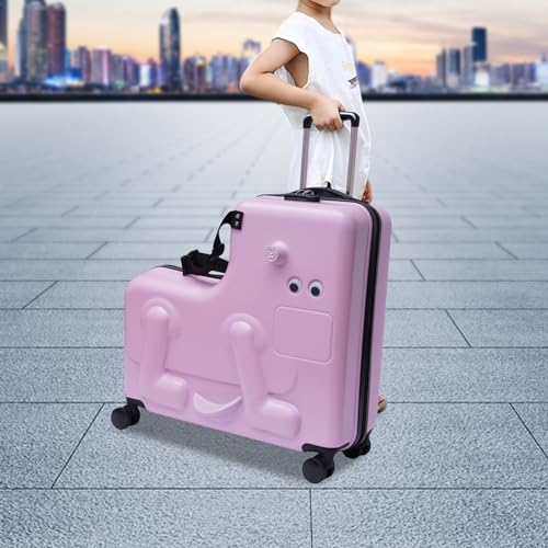 24" Ride-on Dog's Shape Suitcase for Kids with Double Spinner Wheels, Carry-on Tollder Luggage with Wheels Suitcase for Kids aged 3-6 years old (Pink)3