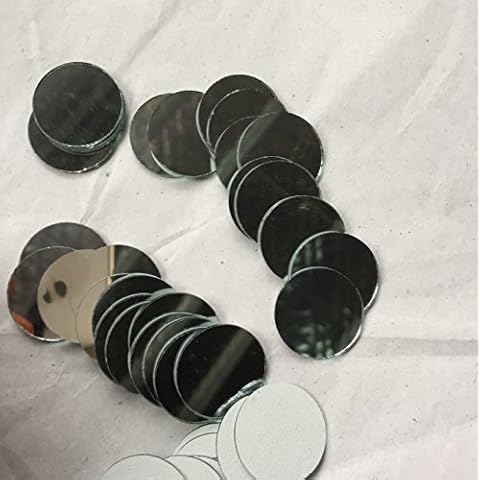 Set of 100pcs Small Round Glass Crafts, Real Glass Mirror Mosaic Tiles (2x2cm) Cover