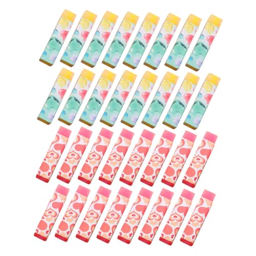 HONITANO Gomas de Borrar Kawaii en Forma de Corazón 32 Piezas Mini Borradores Escolares para Niñas Colores Rojo y Amarillo Ideales para Material Escolar y Regalos en Fiestas de
