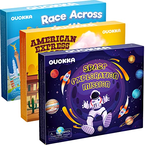 Quokka WORLD SPACE BOARD GAME 3X Set Learning Board Games For Kids 6-8 - Educational Trivia Cards Ages 8-12 | Travel United States | World Map thumb #7