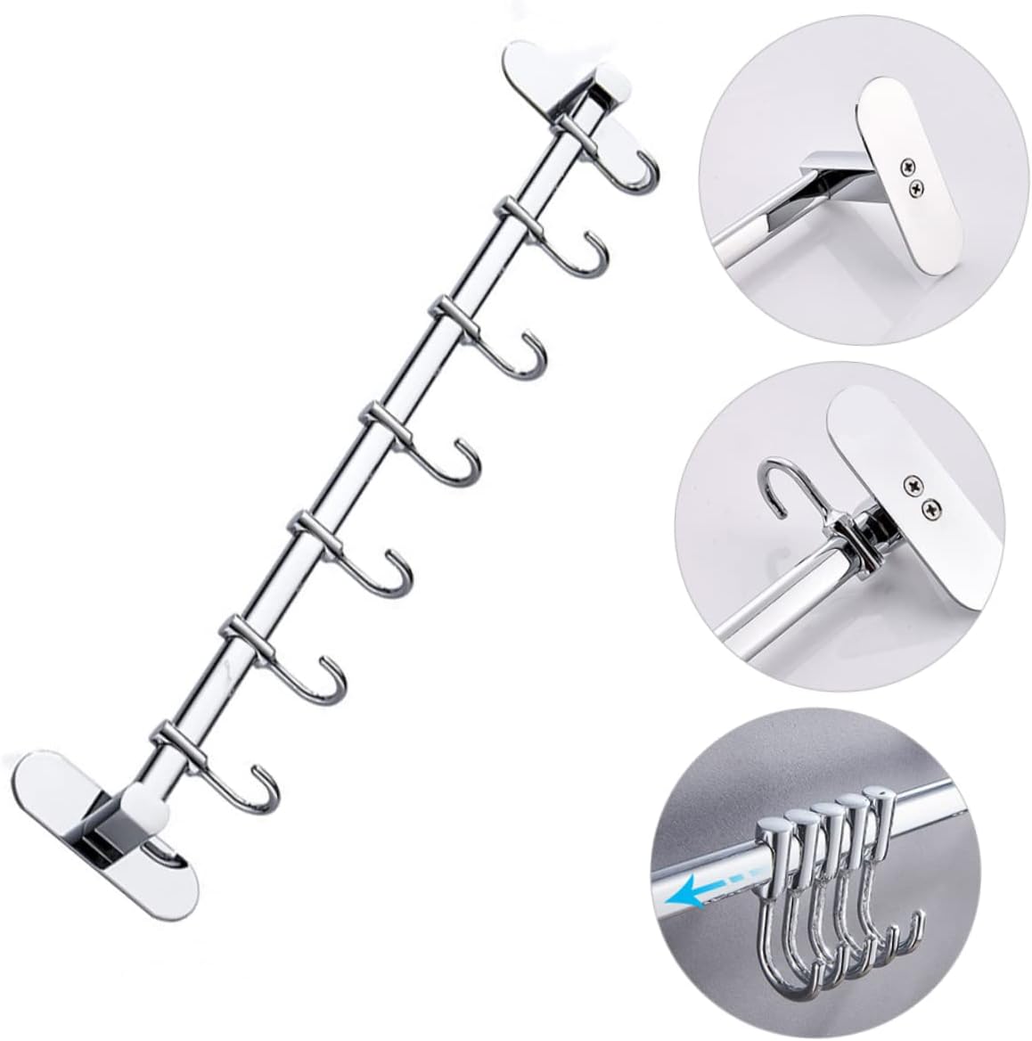 1pc Movable Punching Storage Hooks for Kitchen and Bathroom Hooks Wall-Mounted Organizer for Easy Access and Space Saving