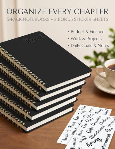 5 Pack Hardcover Spiral Notebooks, 8.3" x 6.3" Lined Journal Set - image 3