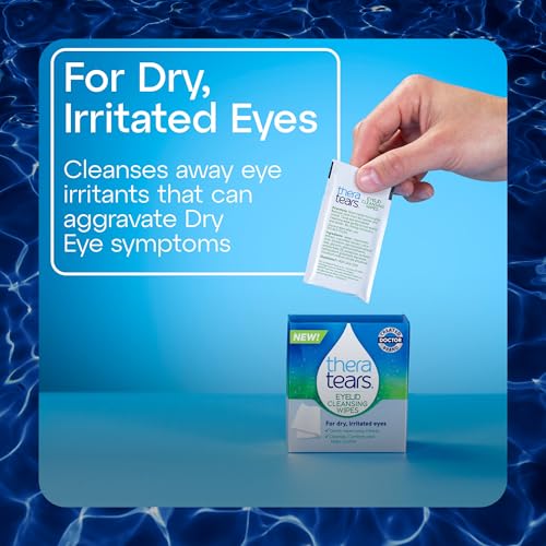 Image of TheraTears Eyelid Cleansing Wipes - 12 Individually Wrapped Wipes with Cucumber Extract, for Daily Cleaning of Eye Lashes & Lids (Pack of 2)