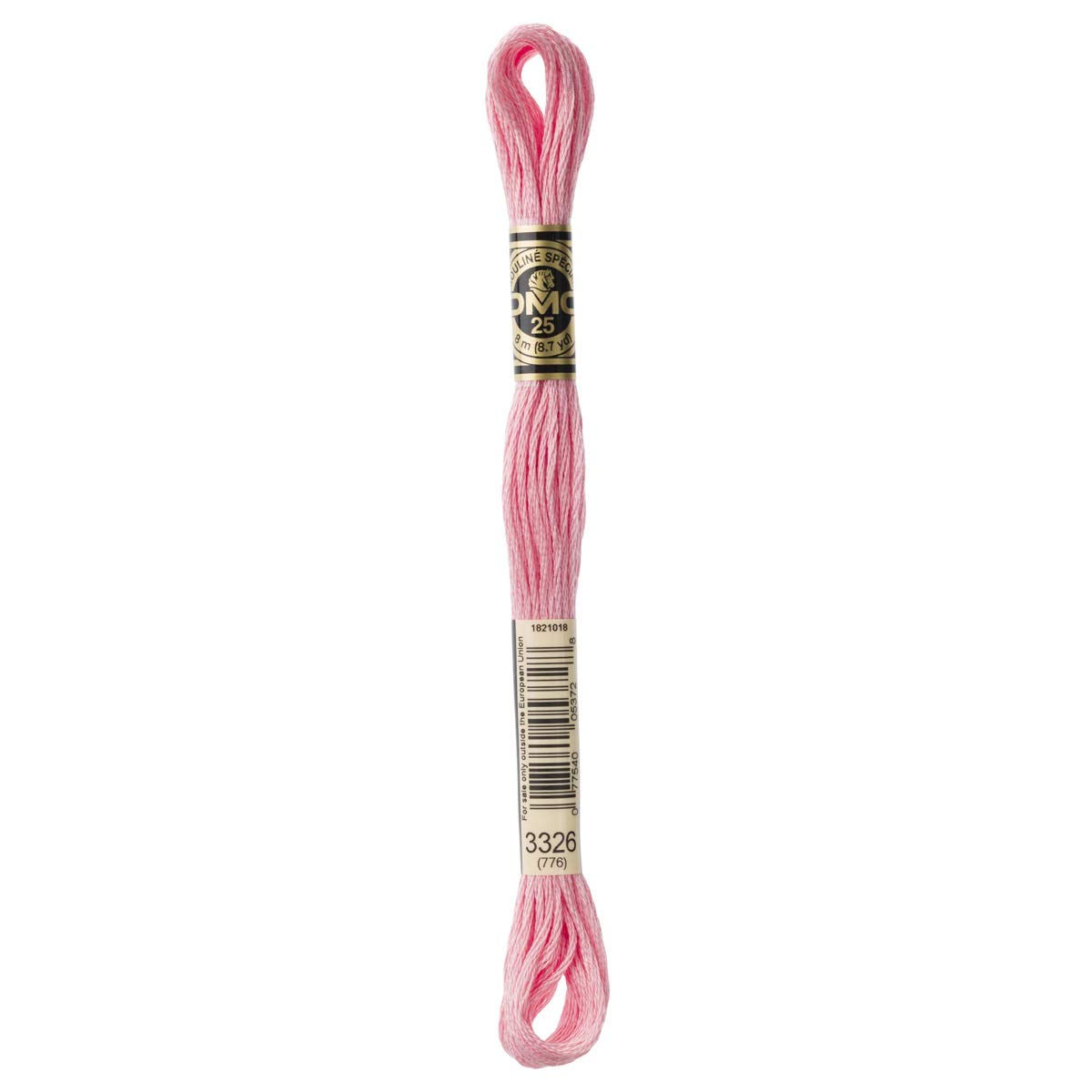 DMC Embroidery Floss Mouline Stranded Cotton Thread for Hand Embroidery and Sewing - Colour No: 3326-12 x 8m Skeins