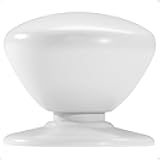 trust4care 2-Pack Extra Large White Bi-fold Closet Dummy Door Knobs with Wide Base, 1-3/5 Inch Passage Wardrobe Dresser Kitchen Cabinet Pull Doorknobs, Bifold Sideboard Drawer Handles