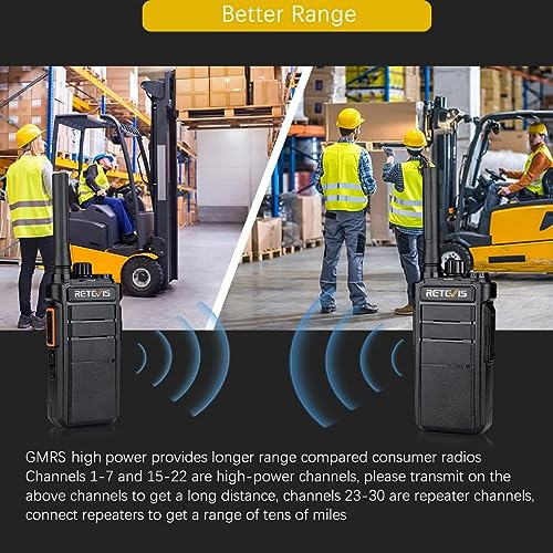 Image of Retevis RB26 2 Way Radios Long Range,Work Walkie Talkie with Earpiece Bulk,21-Hours,USB-C,GMRS Repeater Capable,Flashlight,Business Two-Way Radios Rechargeable for Adults School Church Retail(10 Pack)
