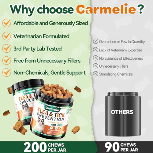 Flea-Treatment-for-Cats-200-Chews-Flea-and-Tick-Prevention-for-Cats-Chewables-Kitten-Flea-Treatment-Soft-Treats-for-All-Breeds-Ages-Natural-Cat-Flea-and-Tick-Treatment-Pills-Chicken-Flavor