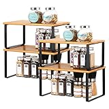 【Diseño único】: el organizador de cocina apilable cuenta con un marco negro mate y un color de madera natural, lo que emana una sensación única y elegantemente moderna, lo que hace que su cocina sea más llamativa.